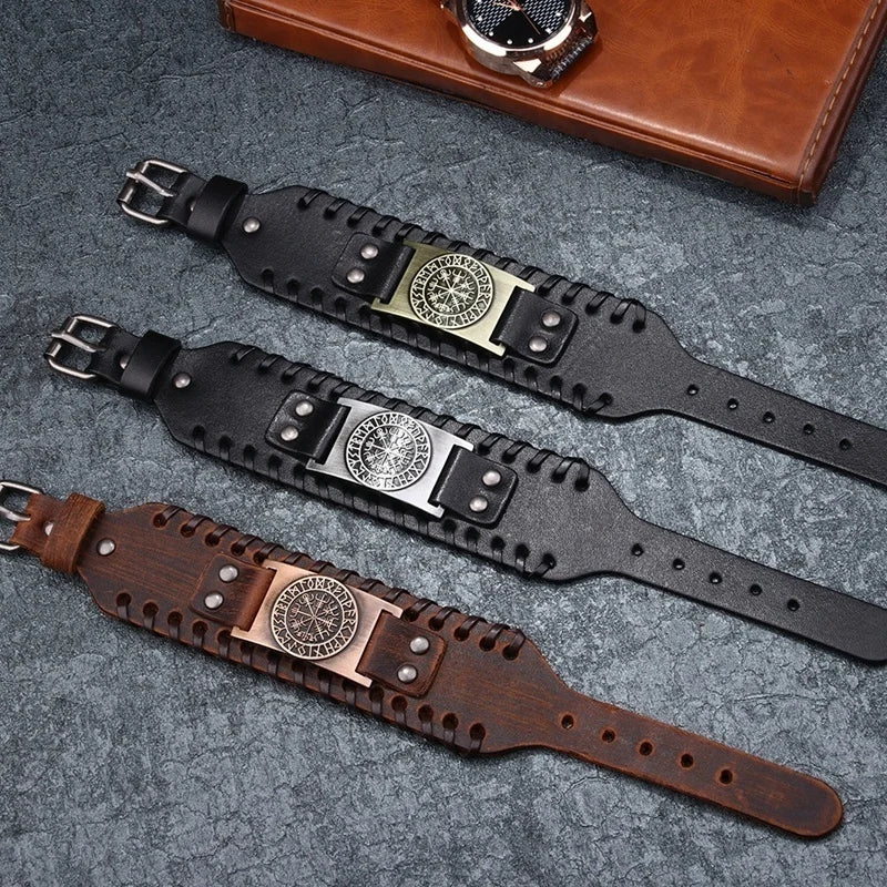Totem Leather Compass Bracelet for Men