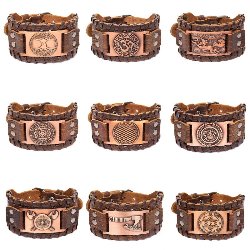 Totem Leather Compass Bracelet for Men