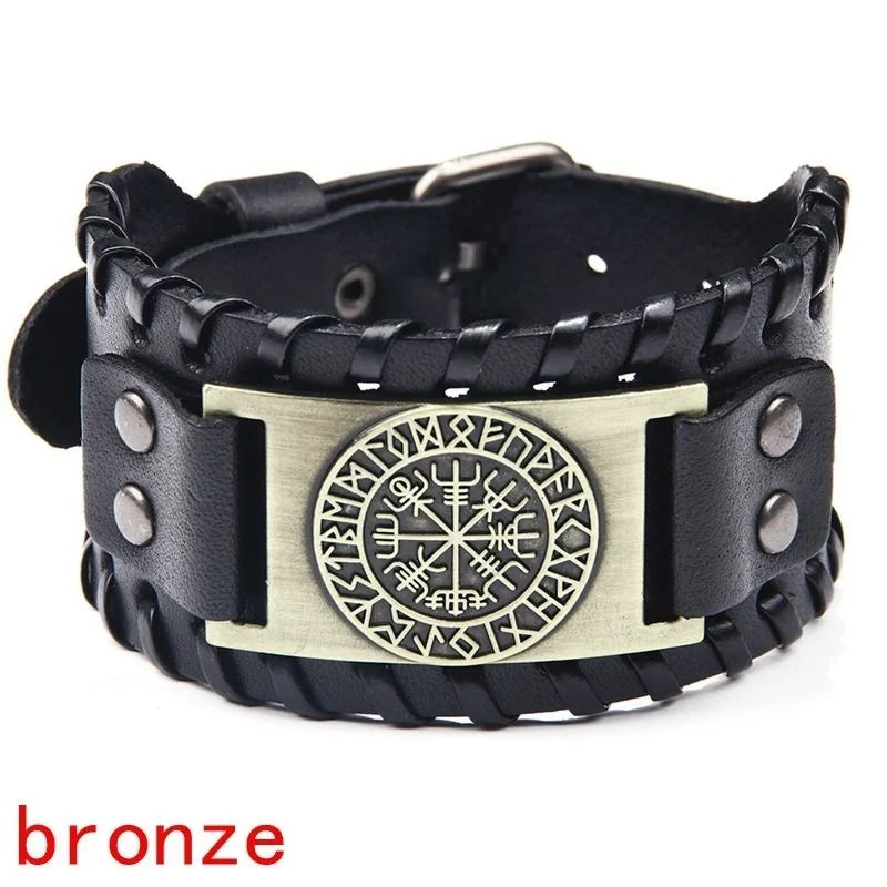 Totem Leather Compass Bracelet for Men