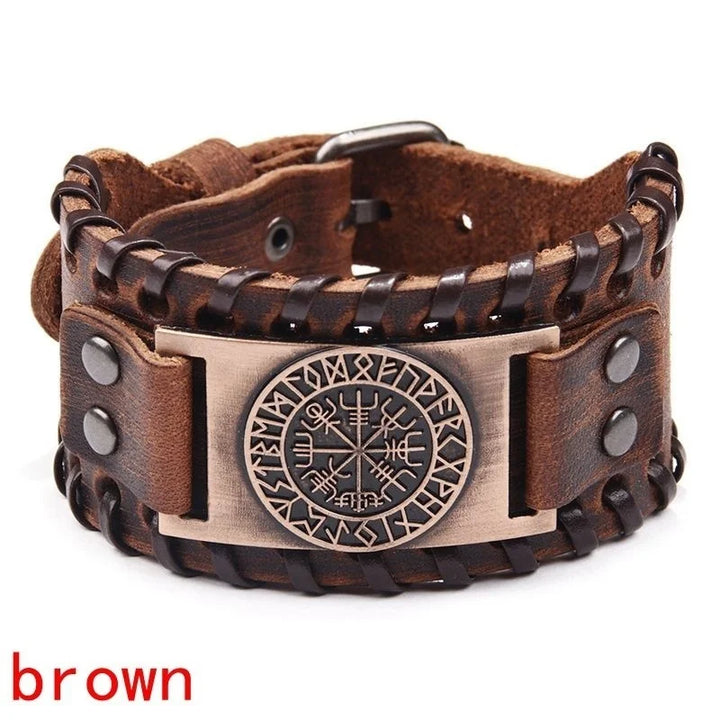 Totem Leather Compass Bracelet for Men