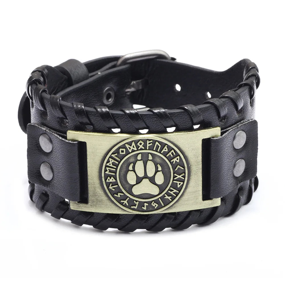 Totem Leather Compass Bracelet for Men