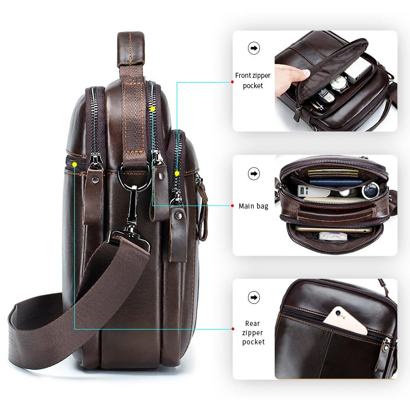Men's Retro Leather Crossbody Shoulder Bag