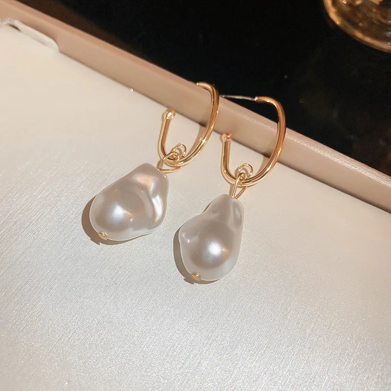 Heart Pearl Stud Earrings
