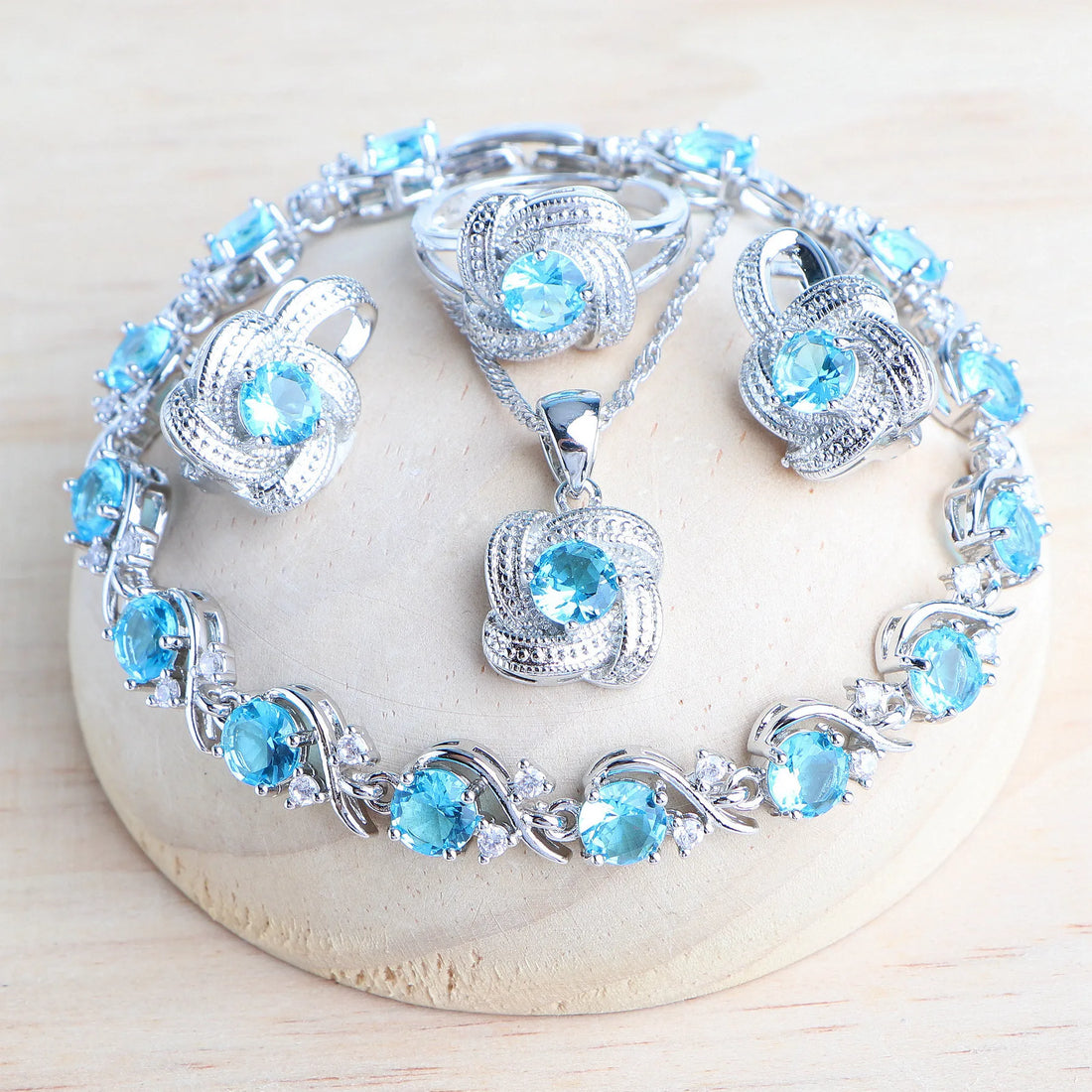 Blue Zirconia Bridal Set