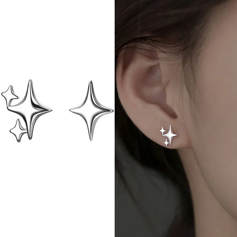 Star Moon Stud Earrings