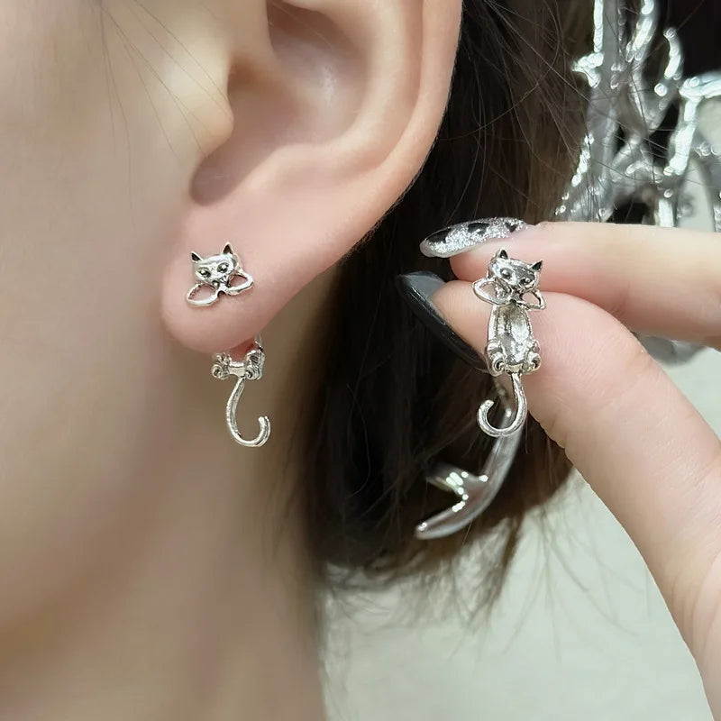 3D Cat Clay Stud Earrings