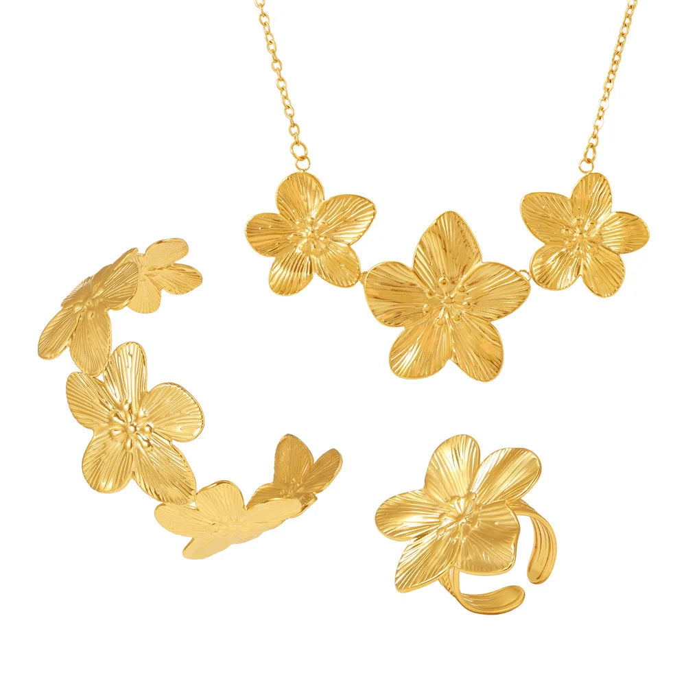 Flower Gold Jewelry Set for Women