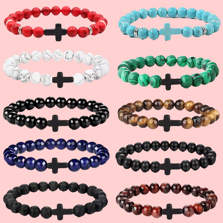 Prayer Beads Hematite Cross Bracelet