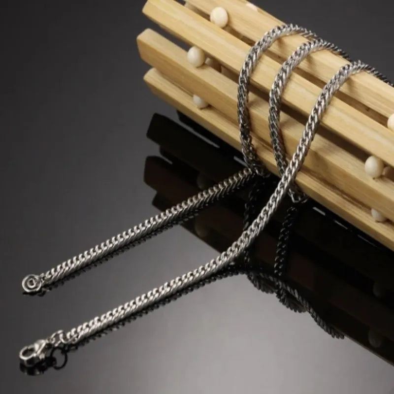 HNSP Stainless Steel Cuban Chain Necklace for Men