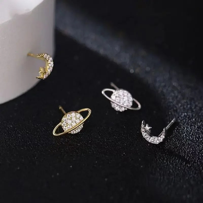 Star Moon Stud Earrings