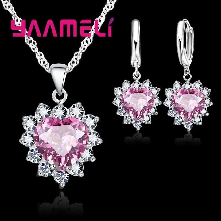 925 Sterling Silver Heart Jewelry Set for Women