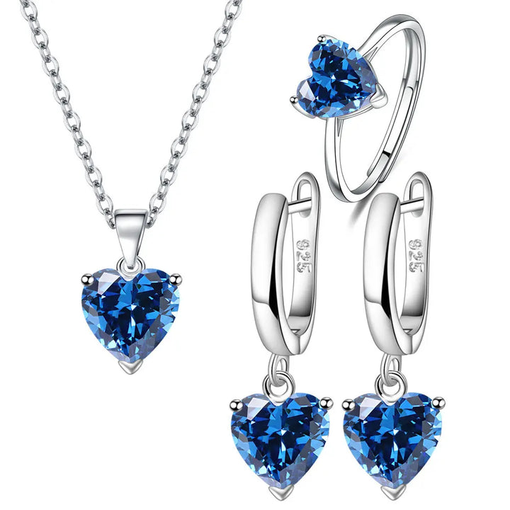 925 Silver Heart Jewelry Set for Women