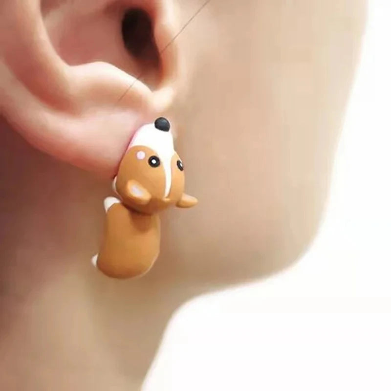 3D Cat Clay Stud Earrings