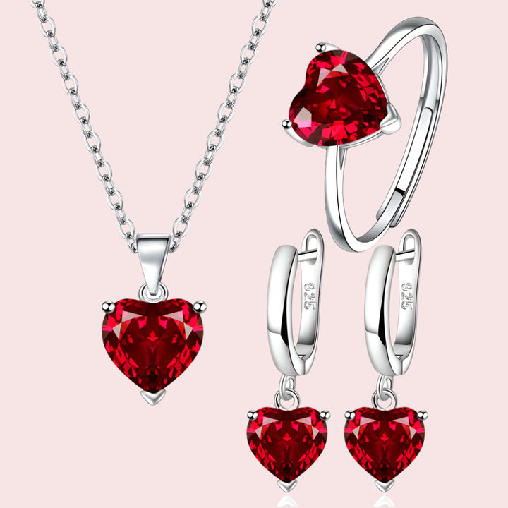 925 Silver Heart Jewelry Set for Women