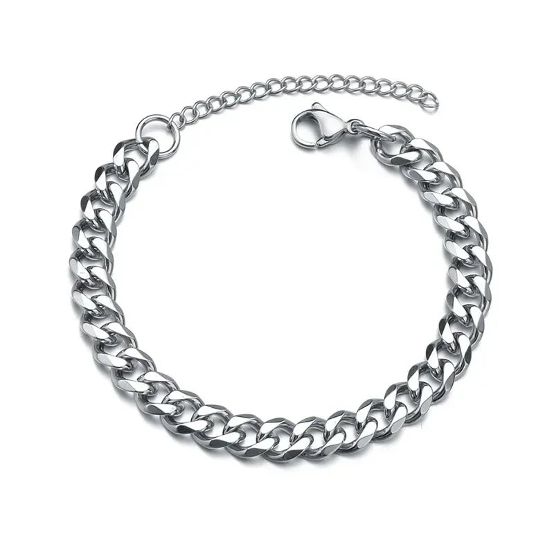 Men's 3/5/7mm Stainless Steel Cuban Chain Bracelet