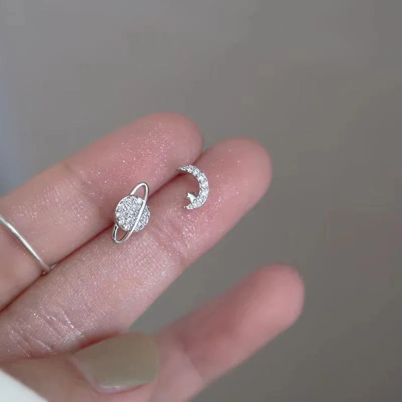 Star Moon Stud Earrings