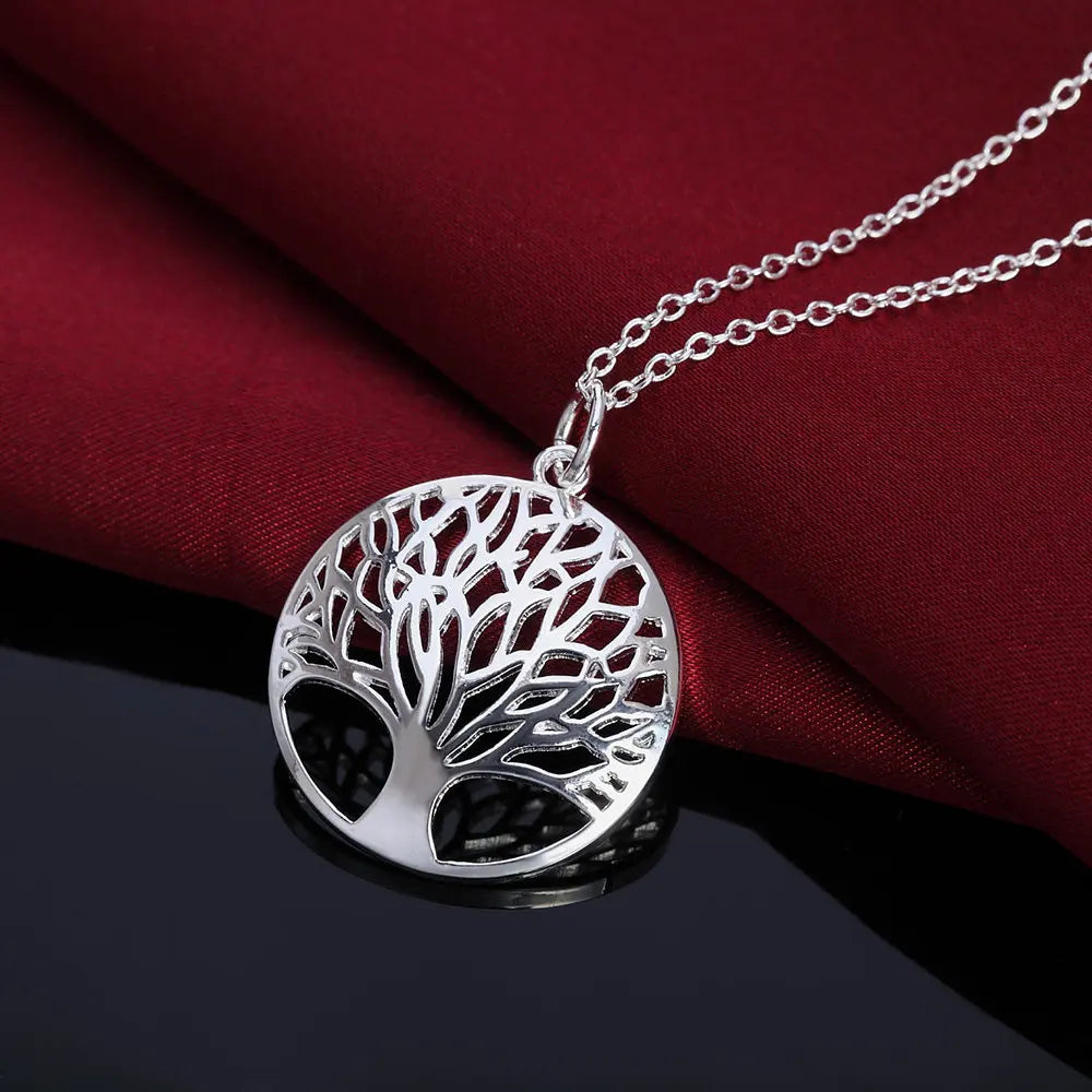 925 Sterling Silver Tree of Life Necklace & Earrings Set