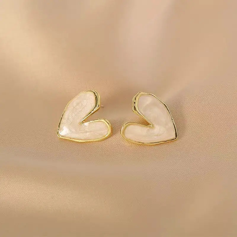 Heart Pearl Stud Earrings