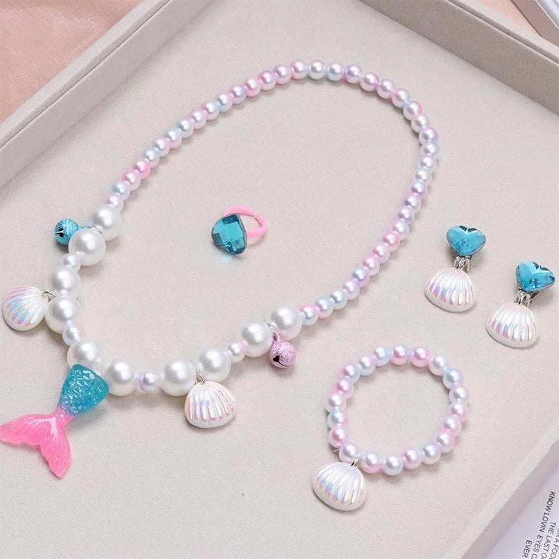 Mermaid Pearl Jewelry Set for Girls – 2/5pcs