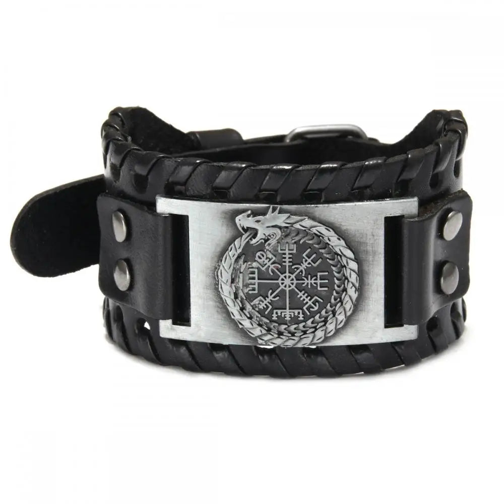 Totem Leather Compass Bracelet for Men