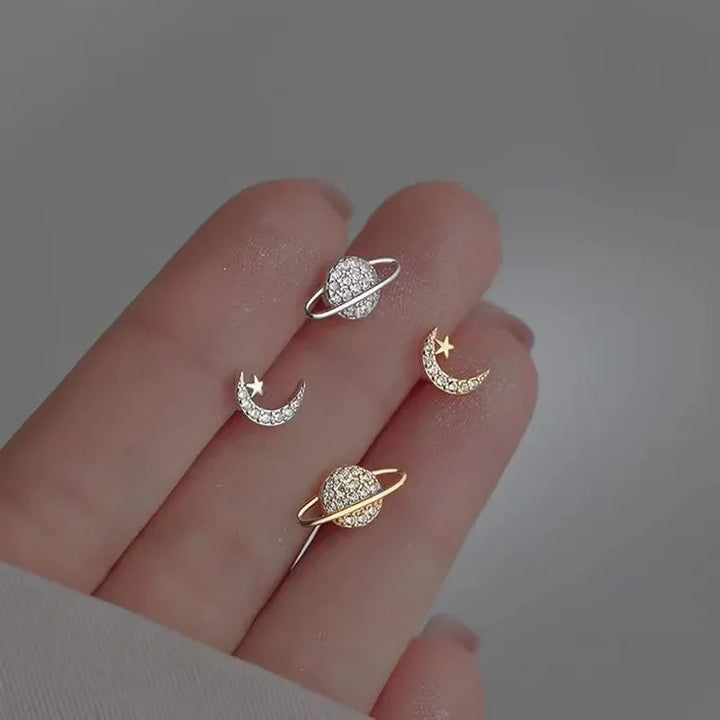 Star Moon Stud Earrings