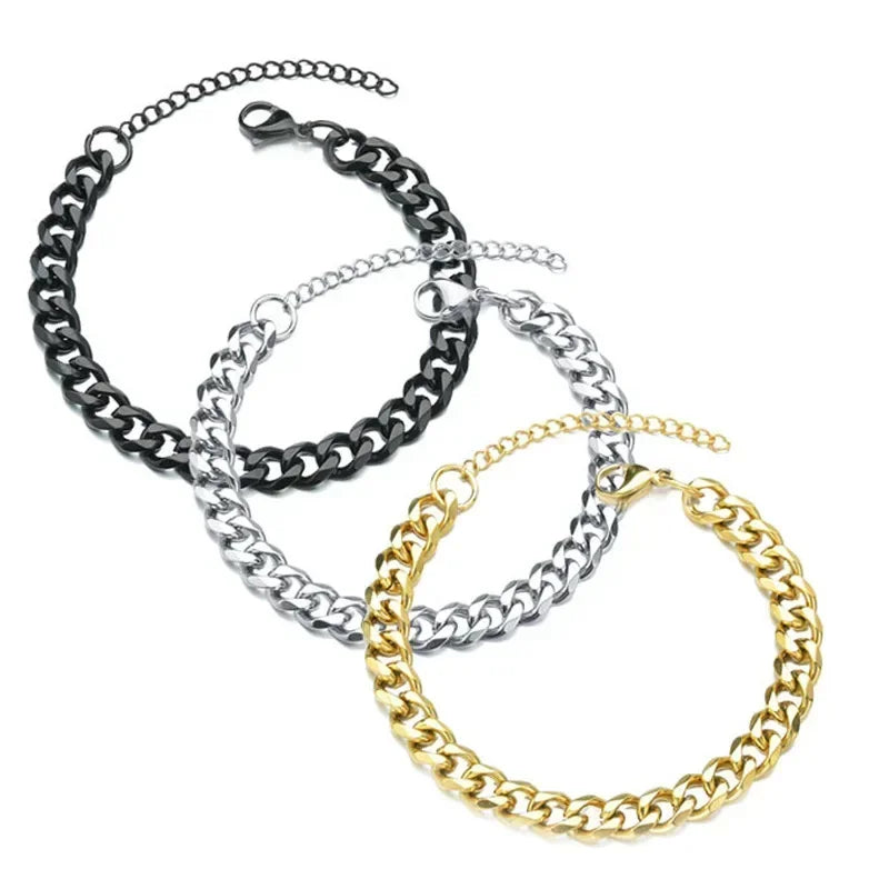 Men's 3/5/7mm Stainless Steel Cuban Chain Bracelet
