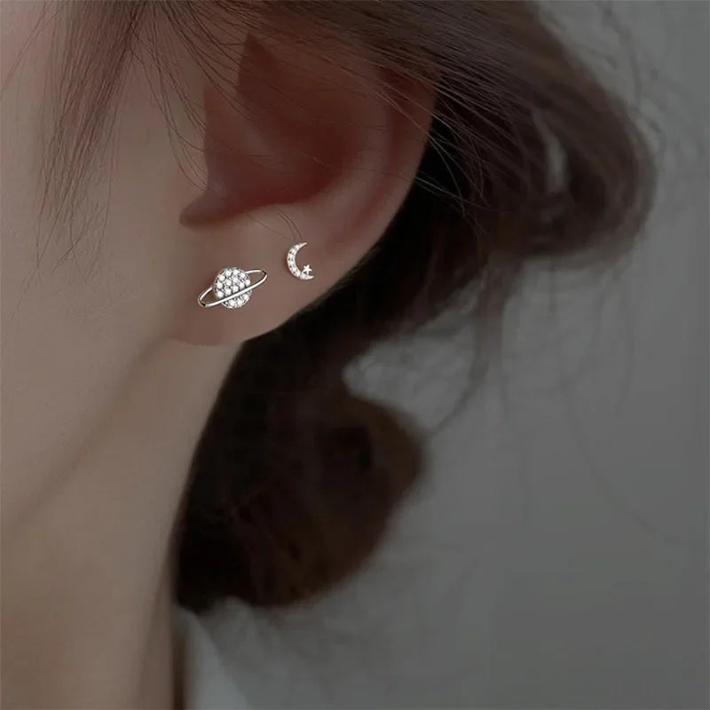 Star Moon Stud Earrings