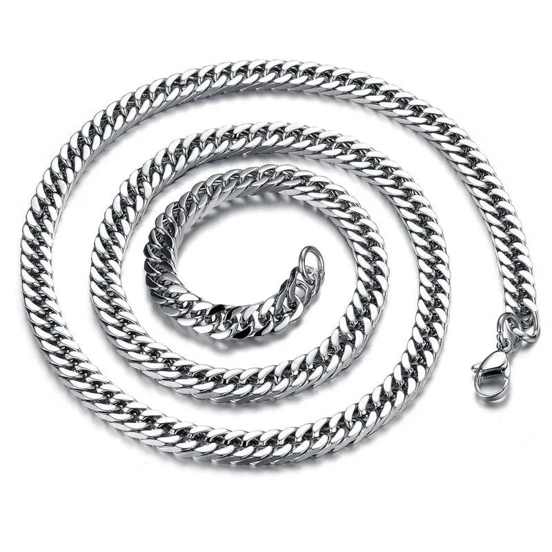 HNSP Stainless Steel Cuban Chain Necklace for Men