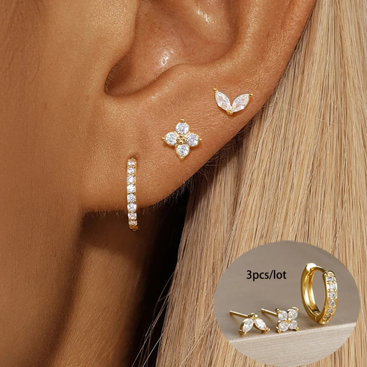 3PCS Gold Earrings Set