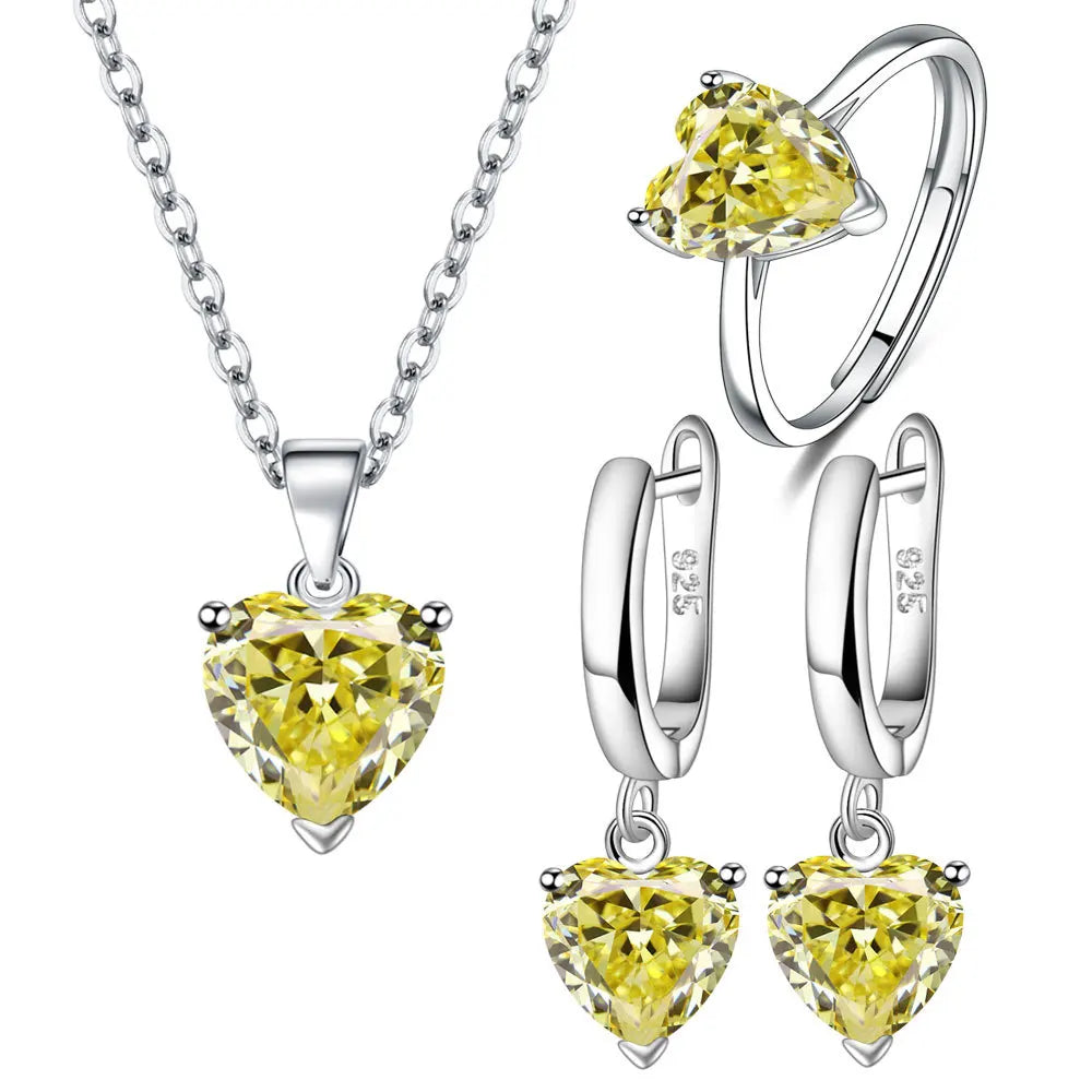 925 Silver Heart Jewelry Set for Women