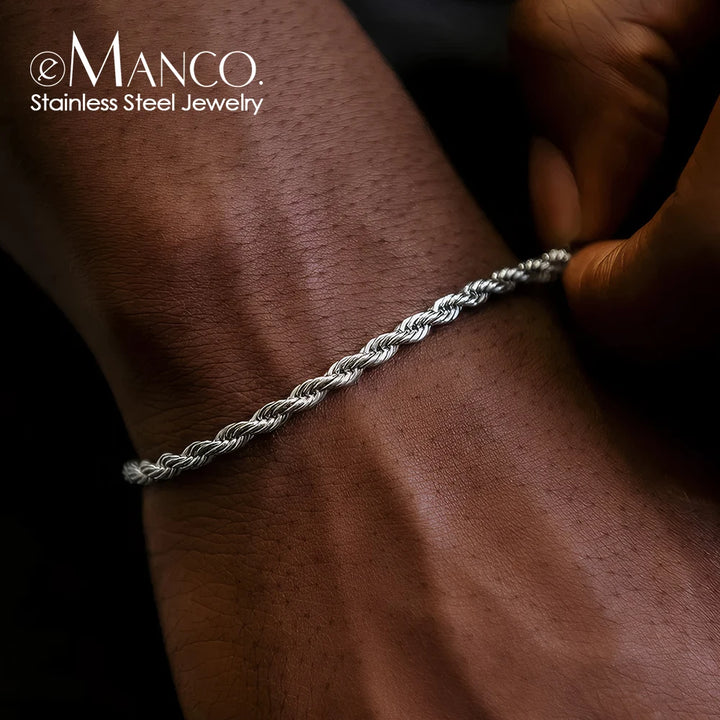 eManco Stainless Steel Rope Chain Bracelet