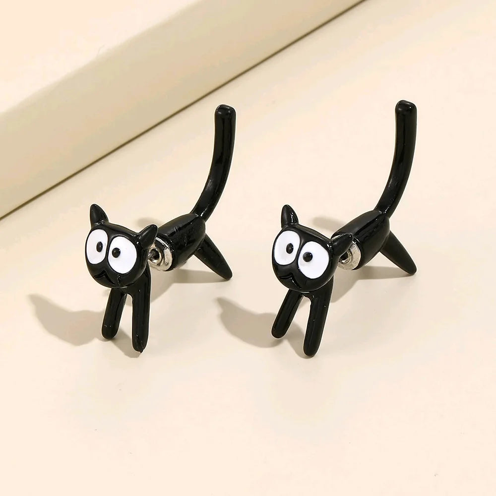 3D Cat Clay Stud Earrings