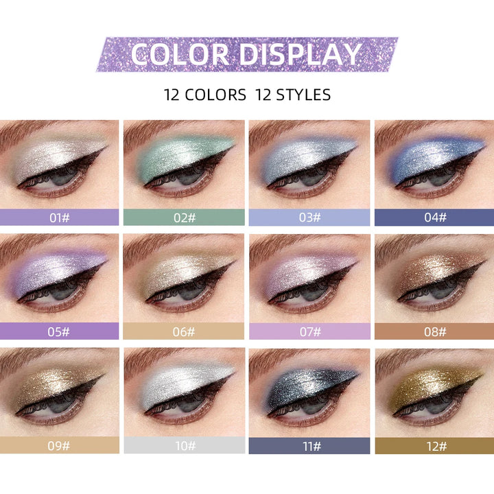 QIBEST Glitter Eyeshadow Set (12 Colors)