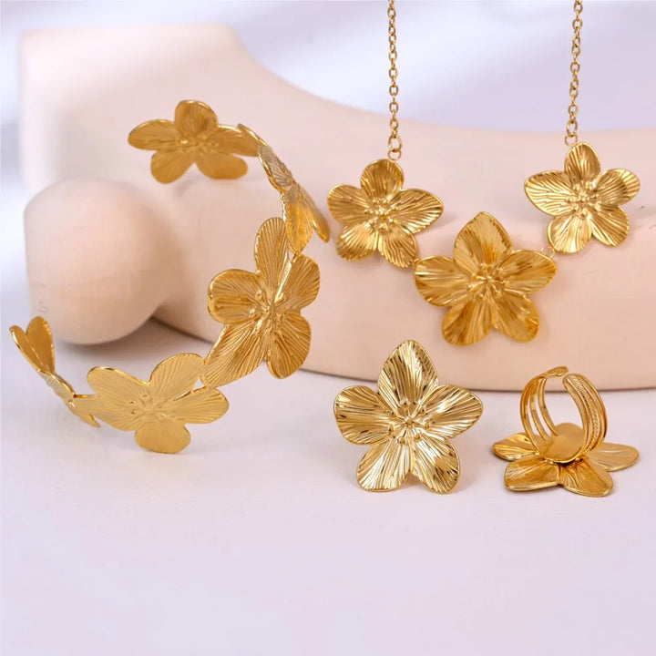 Flower Gold Jewelry Set for Women