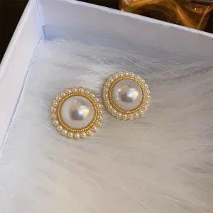 Heart Pearl Stud Earrings