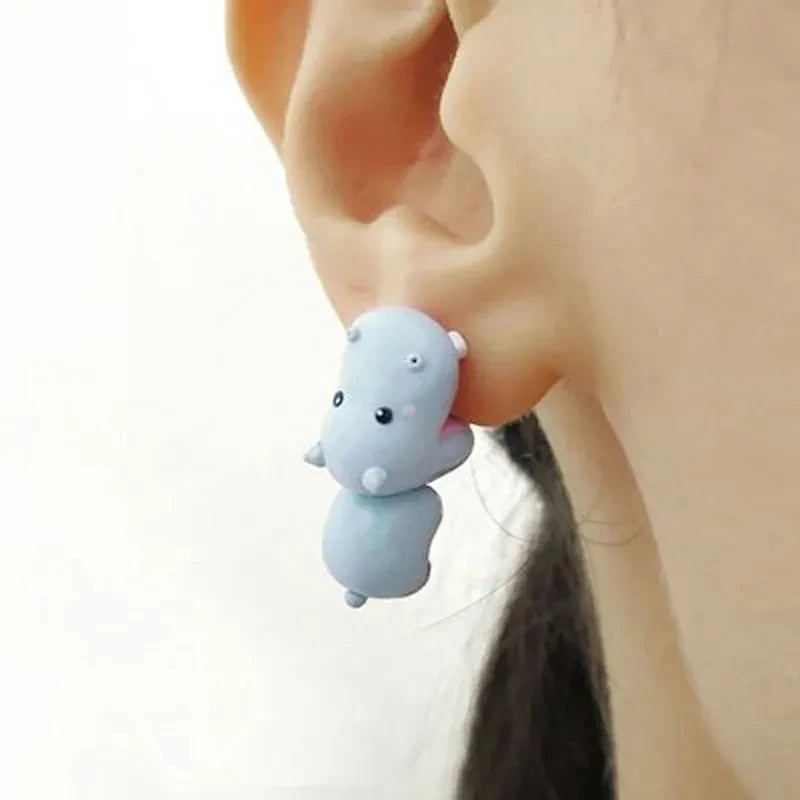 3D Cat Clay Stud Earrings