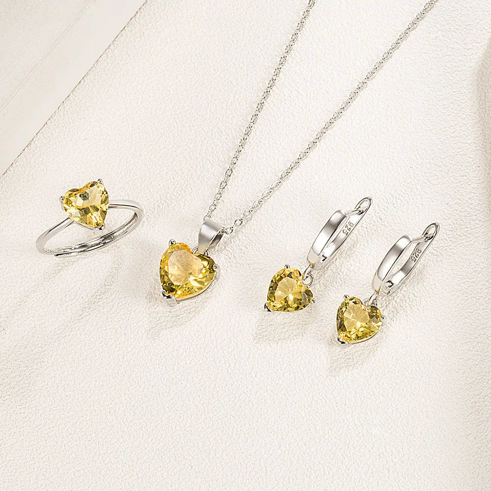 925 Silver Heart Jewelry Set for Women