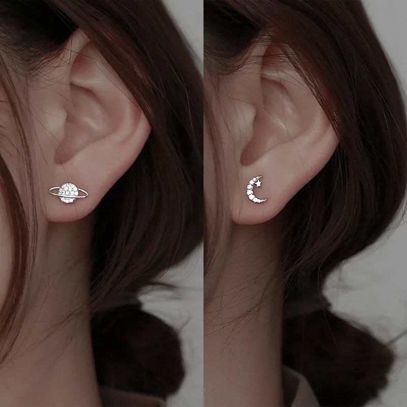 Star Moon Stud Earrings