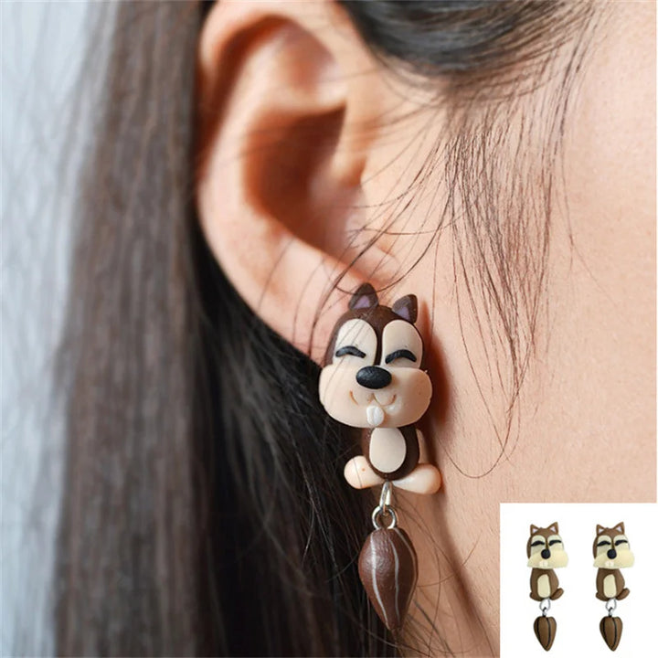 3D Cat Clay Stud Earrings