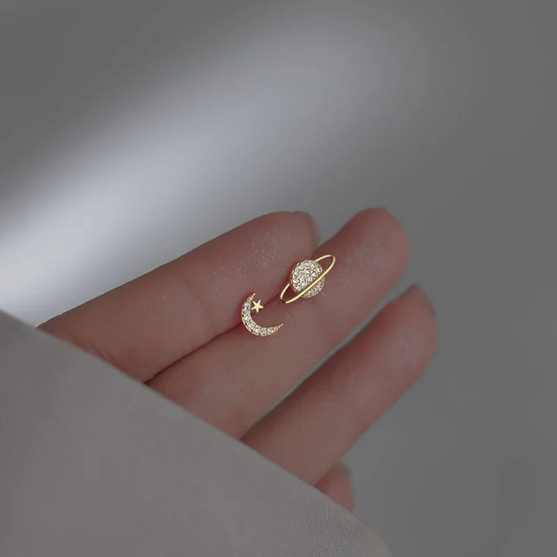 Star Moon Stud Earrings