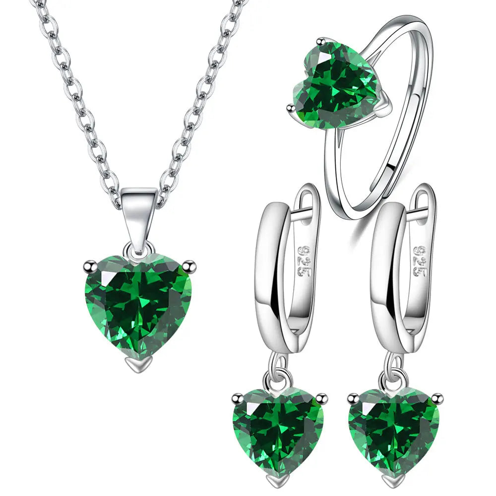925 Silver Heart Jewelry Set for Women