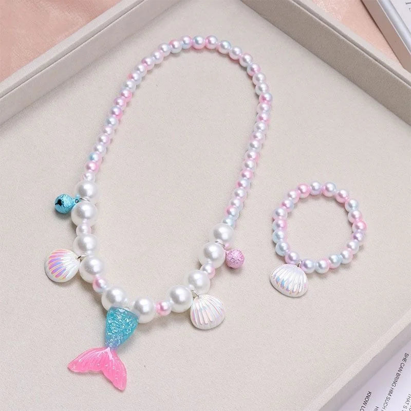 Mermaid Pearl Jewelry Set for Girls – 2/5pcs