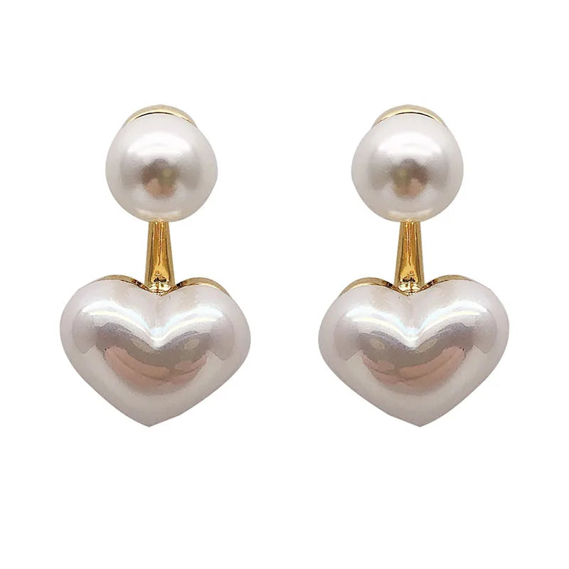 Heart Pearl Stud Earrings