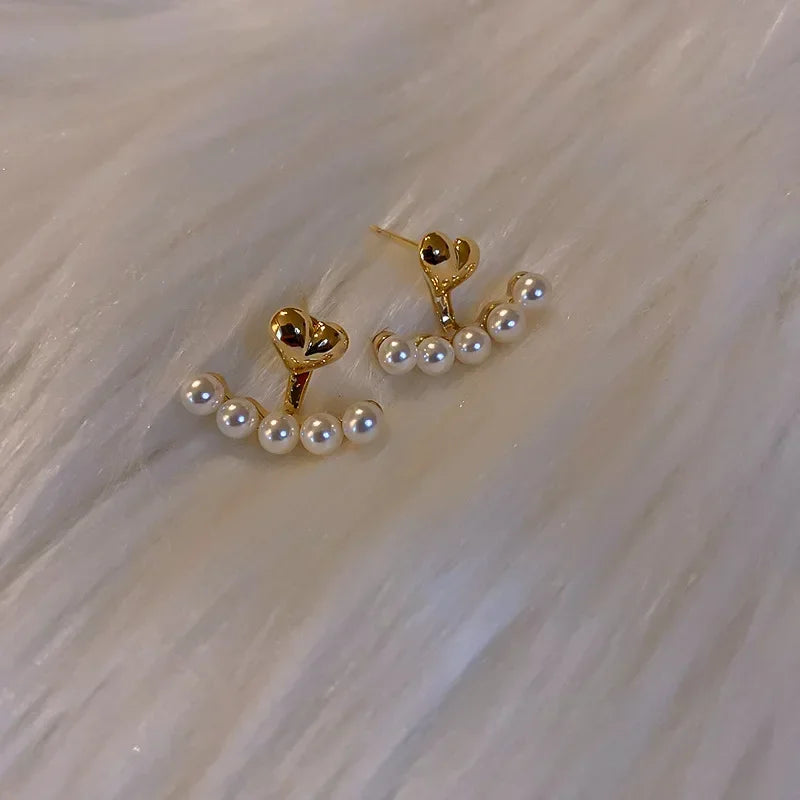 Heart Pearl Stud Earrings