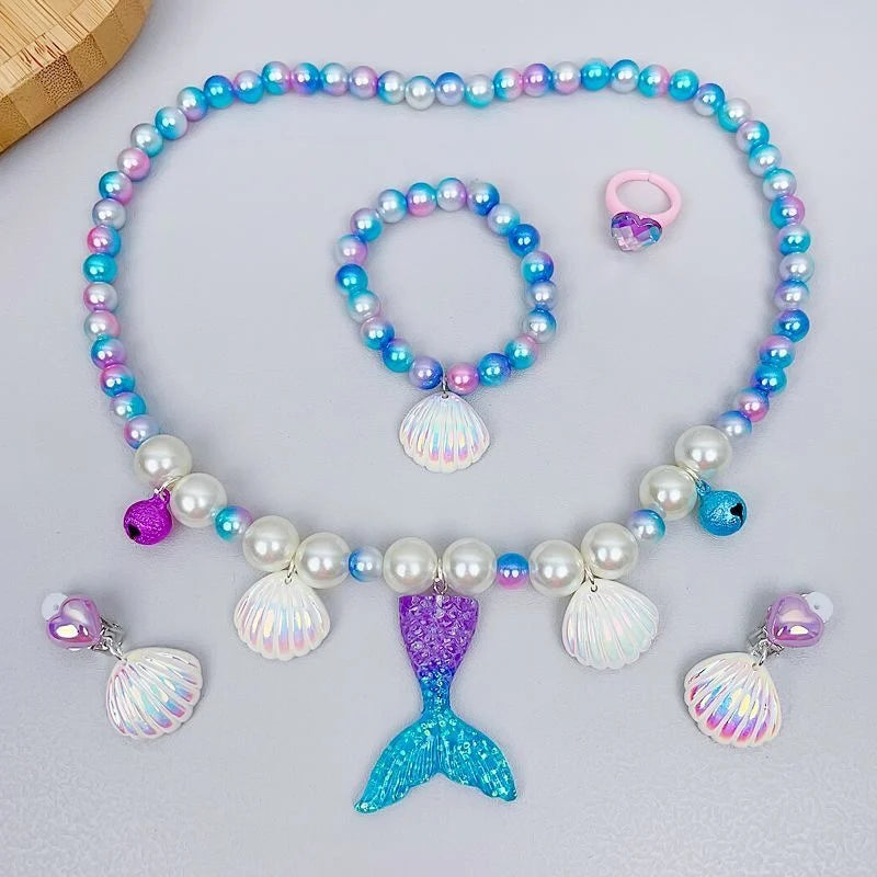 Mermaid Pearl Jewelry Set for Girls – 2/5pcs