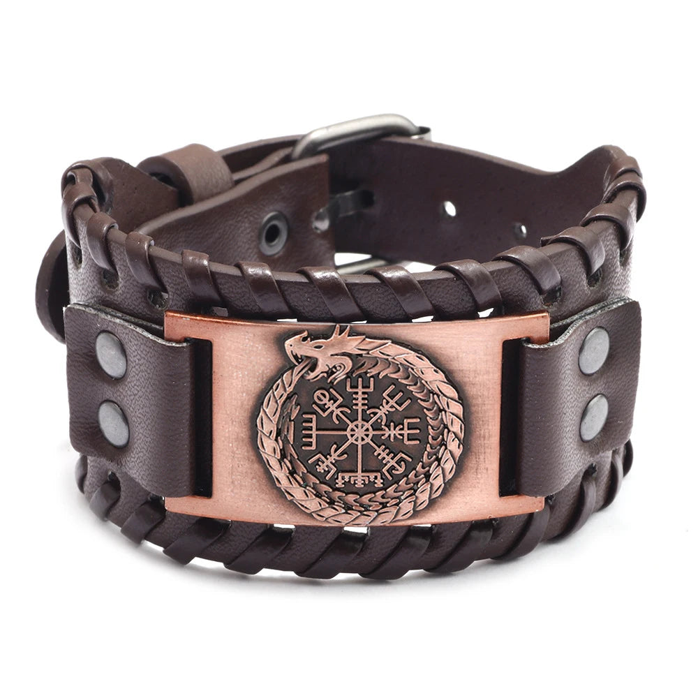 Totem Leather Compass Bracelet for Men