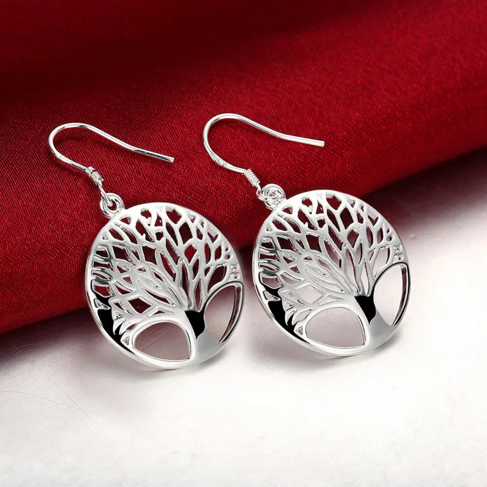 925 Sterling Silver Tree of Life Necklace & Earrings Set