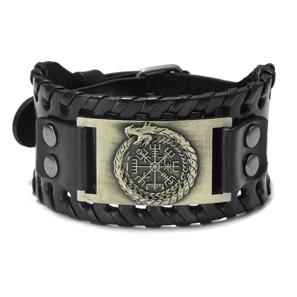 Totem Leather Compass Bracelet for Men