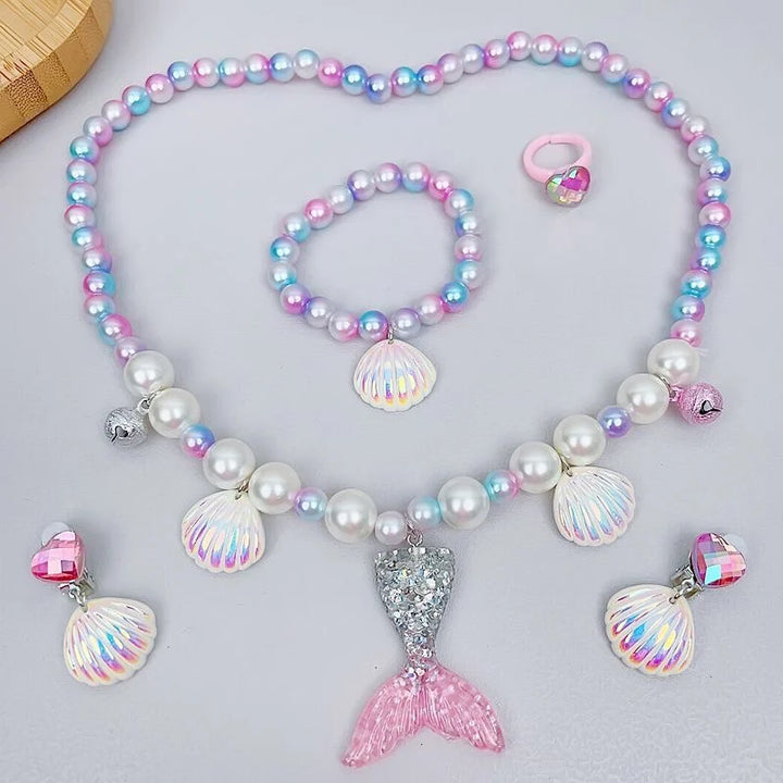 Mermaid Pearl Jewelry Set for Girls – 2/5pcs