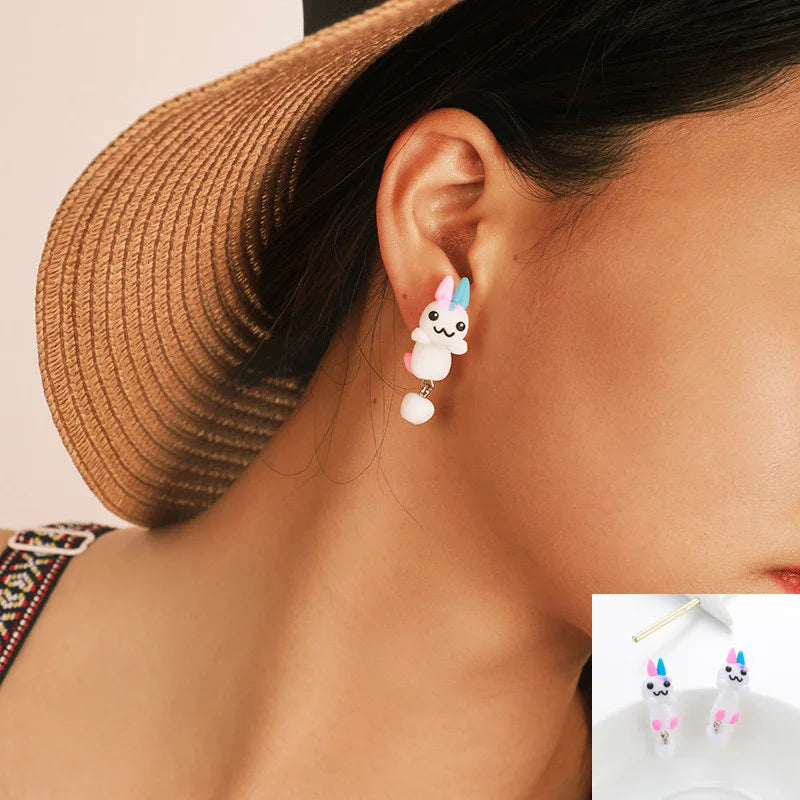 3D Cat Clay Stud Earrings